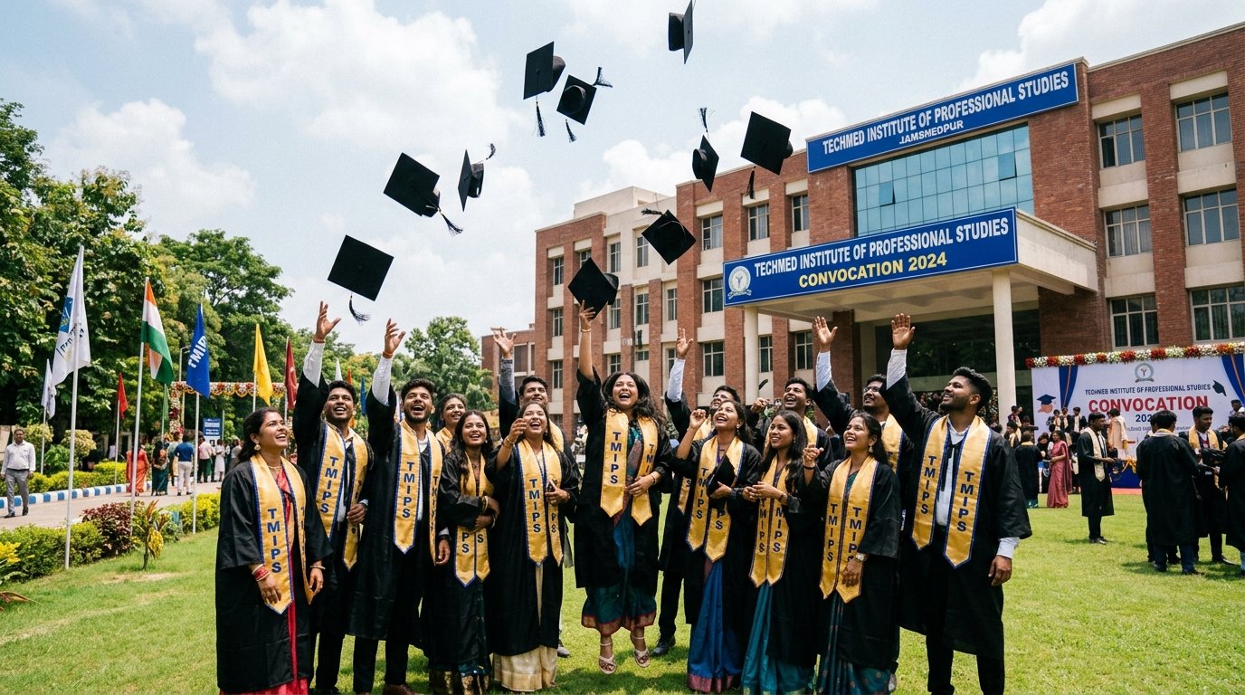 Triumphant Mortarboard Toss at TMIPS Convocation - TECHMED Institute of Professional Studies